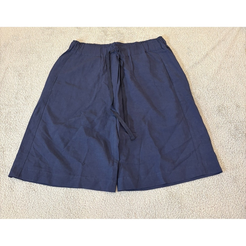 And Camicie Navy Blue Linen Blend Drawstring Shorts Made Italy Size 46 Wide NWOT